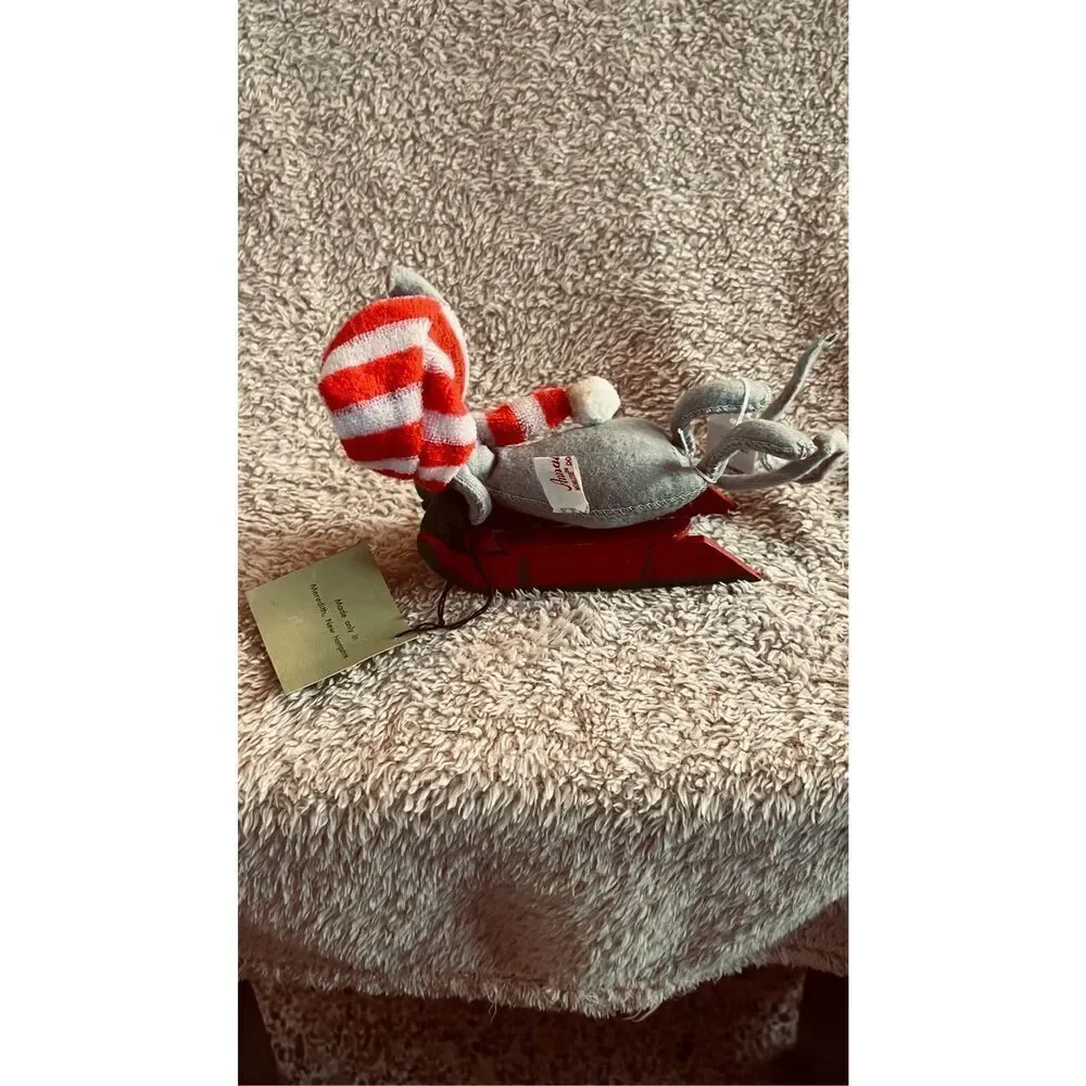 Annalee Doll Christmas Mouse Sledding 1965